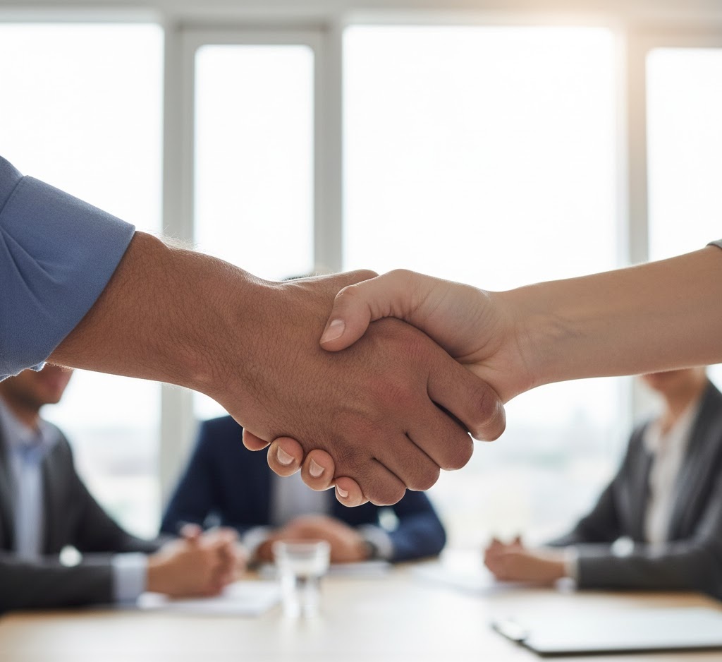 Stretta di mano tra partner